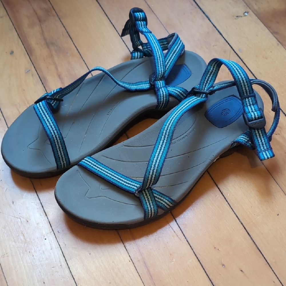 Teva Blue and Black Strappy Sandals